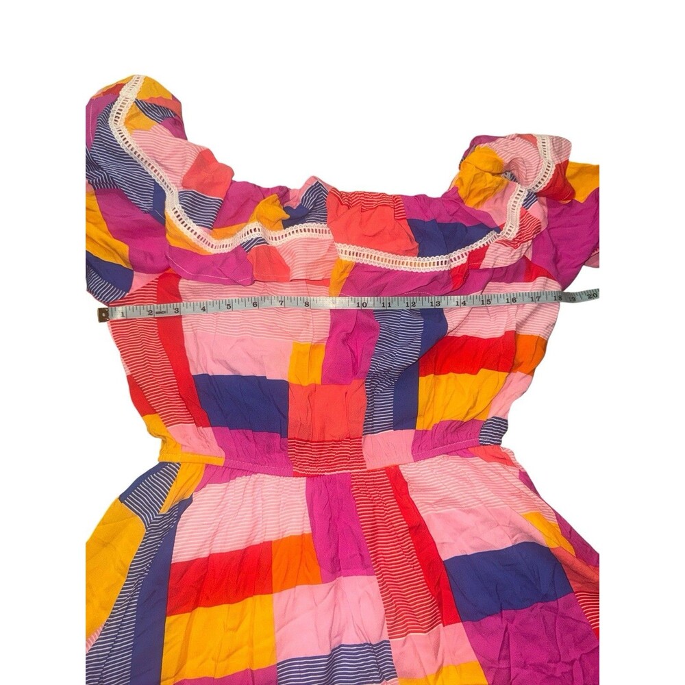 Emily Wonder Colorblock Patchwork Off Shoulder Dr… - image 7